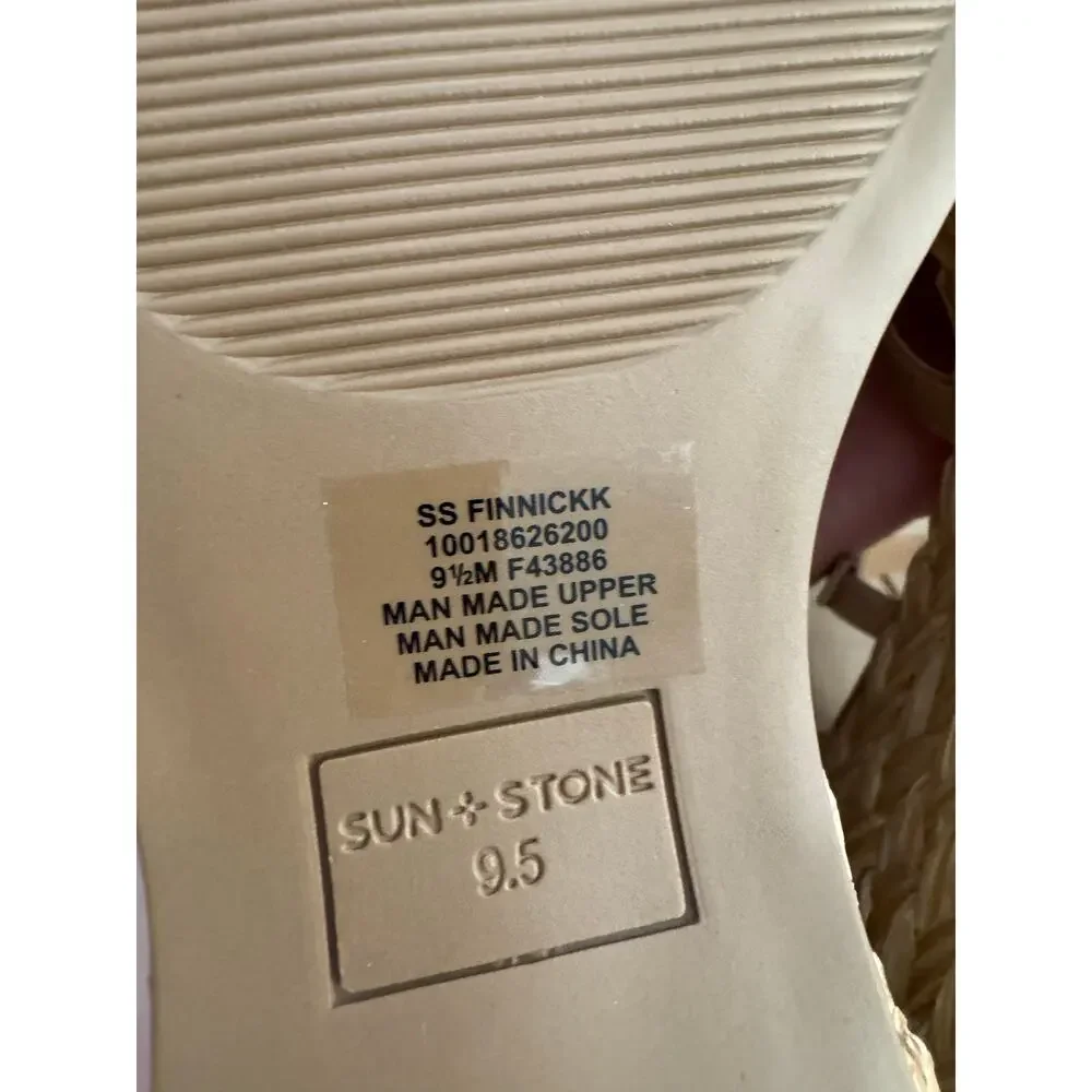 NWOB! Sun + Stone Finnickk Womens Faux Leather Strappy Wedge Sandals